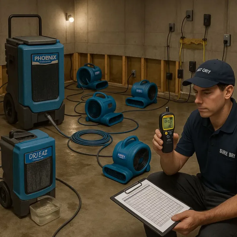 Structural Drying and Dehumidification process in Redland, TX